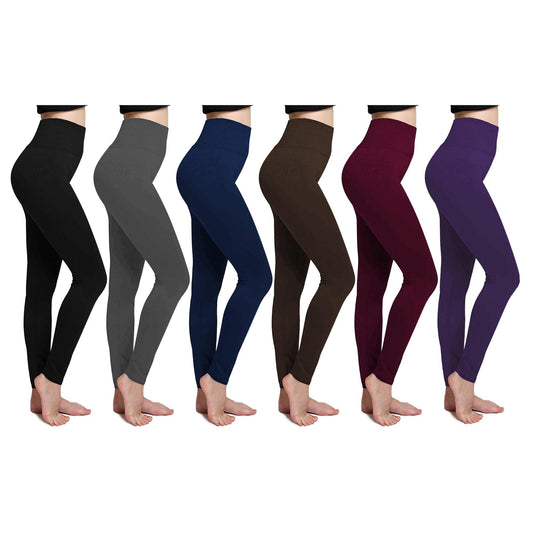 6-Pack: Women's Cozy Fleece-Lined Seamless Leggings