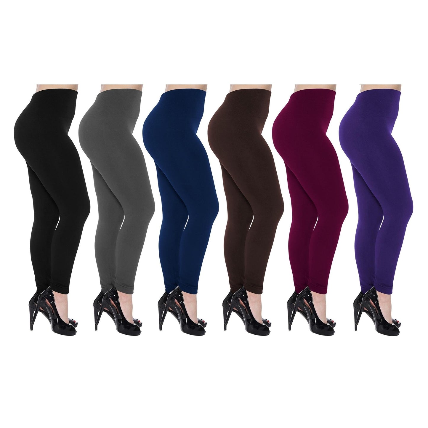 6-Pack: Women's Cozy Fleece-Lined Seamless Leggings