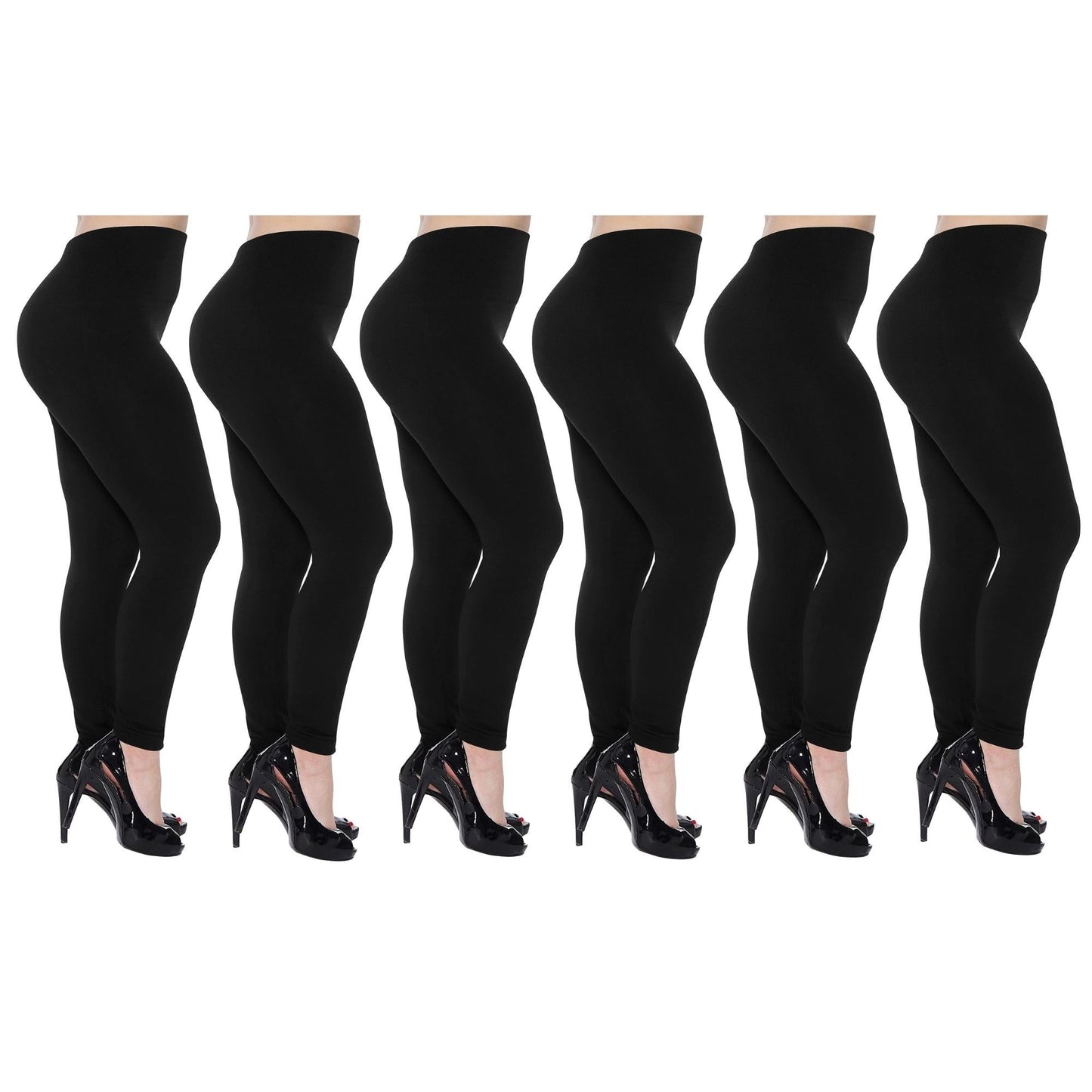 6-Pack: Women's Cozy Fleece-Lined Seamless Leggings