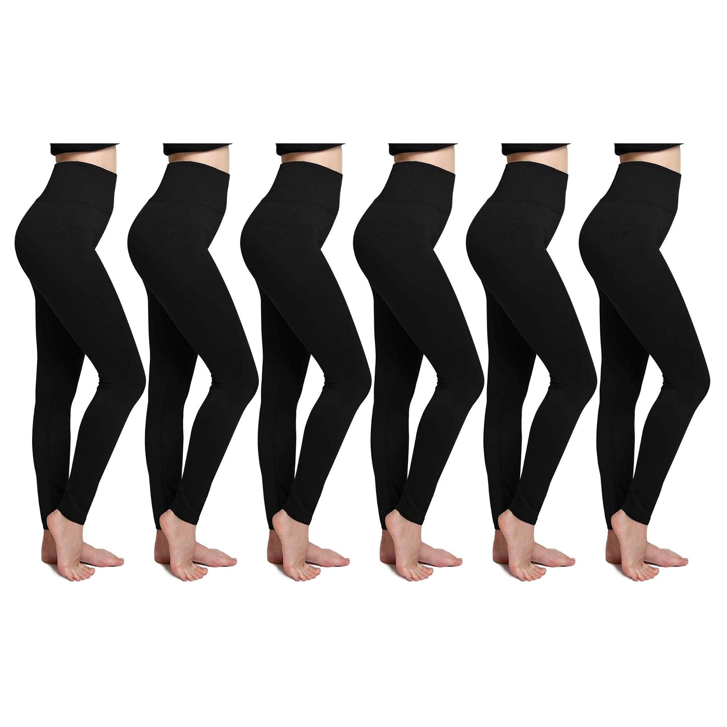 6-Pack: Women's Cozy Fleece-Lined Seamless Leggings