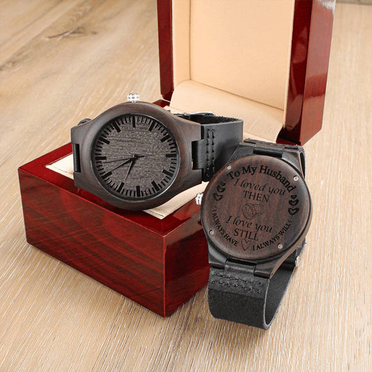 To My Husband, Timeless Love | Engraved Wooden Watch