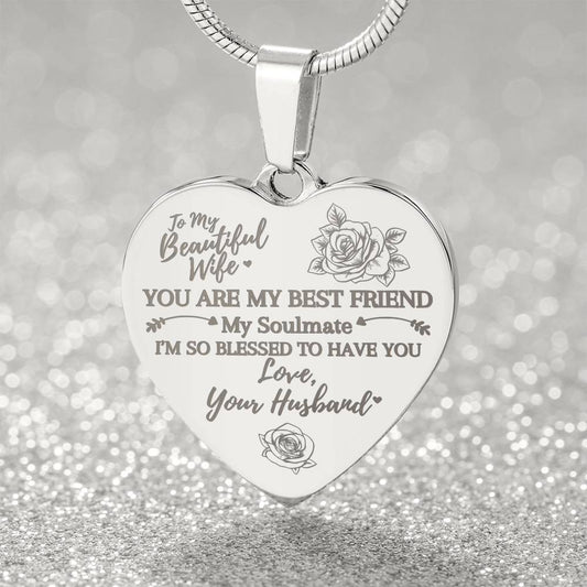 My Beautiful Wife I Customizable Engraved Heart Necklace