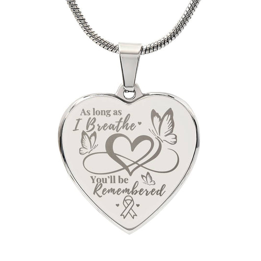 You'll Be Remembered Ribbon | Customizable Engraved Heart Necklace