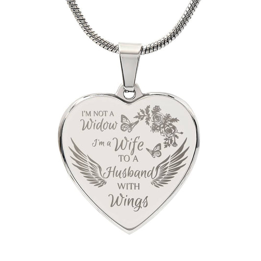 Husband Has Wings | Customizable Engraved Heart Necklace