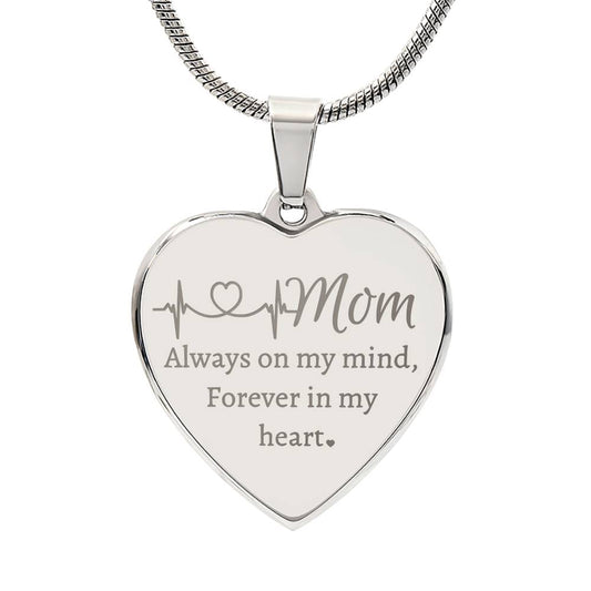 Mom Forever In My Heart | Customizable Engraved Heart Necklace