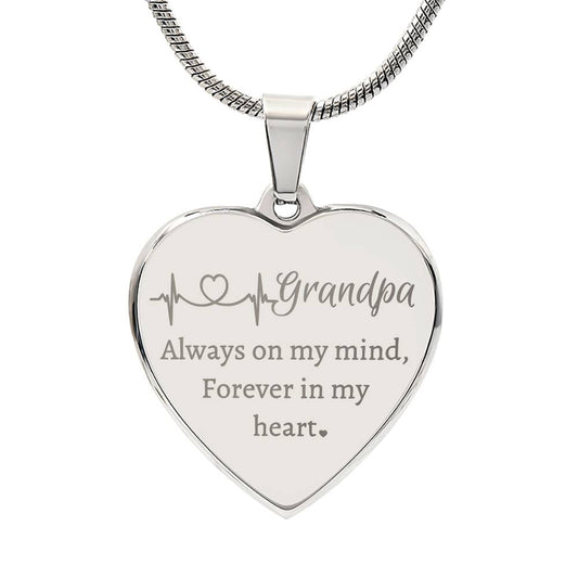 Grandpa Forever In My Heart | Customizable Engraved Heart Necklace