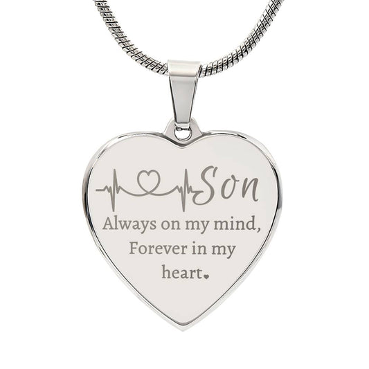 Son Forever In My Heart | Customizable Engraved Heart Necklace