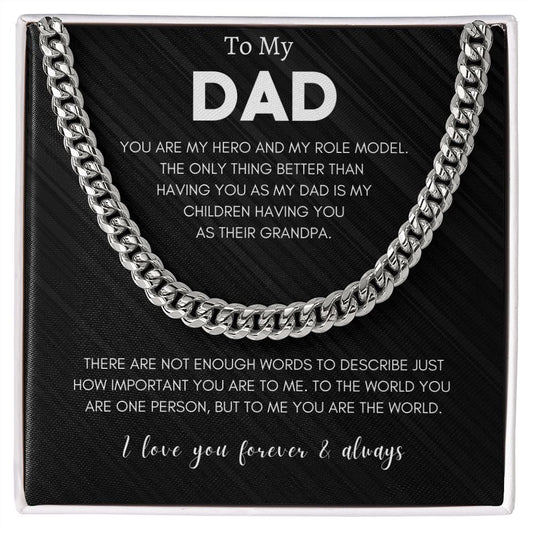 To Dad | My Hero - Cuban Chain Necklace