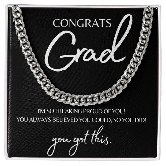 Grad | So Freaking Proud-Cuban Chain Necklace