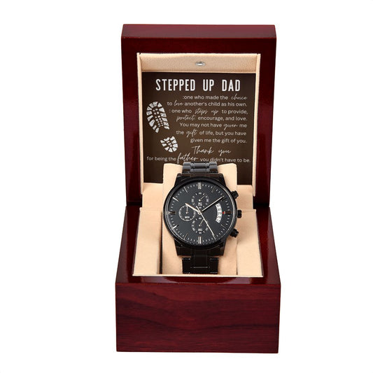 Stepped Up Dad | I Love You-Black Chronograph Watch