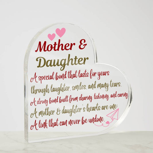 Mother & Daughter |  Heart-Shaped Acrylic Plaque