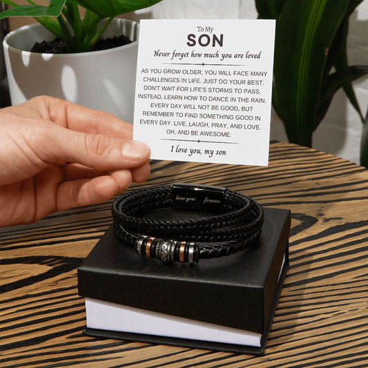 To My Son | Never Forget - Love You Forever Vegan Leather Bracelet