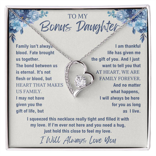 Bonus Daughter, Family By Heart | Forever Love Necklace